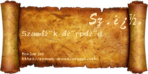Szamák Árpád névjegykártya